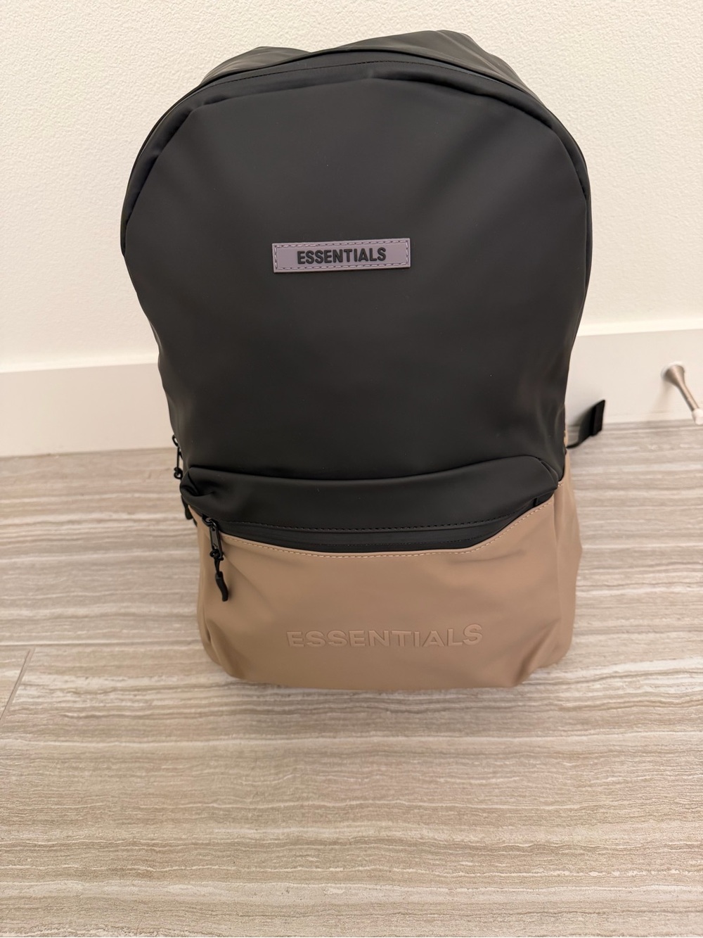 ESSENTIALS Black and Tan Two-Tone Men's Backpack